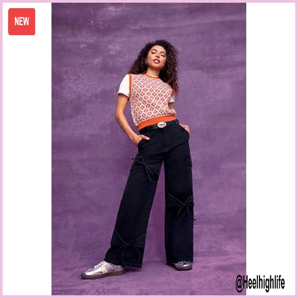 Cropped Sweater Vest Geometric Pattern High Stret… - image 3